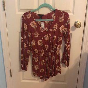 Long sleeve floral romper